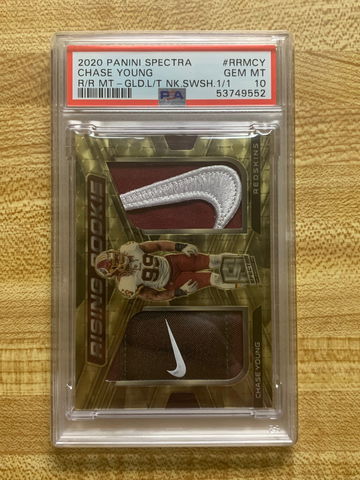 2020 Panini Spectra Chase Young Rising Rookie Gold Nike Swoosh 1/1 PSA 10 Gem Mint 