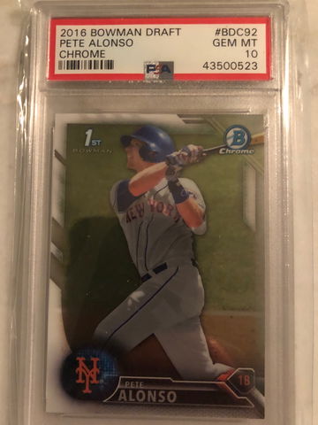 2016 Bowman draft chrome Pete Alonso PSA 10
