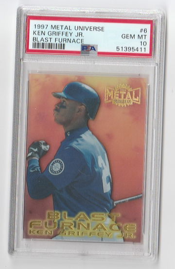 PSA 10 GEM MINT  1997 METAL UNIVERSE KEN GRIFFEY JR BLAST FURNACE #6