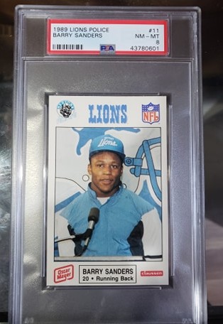 1989 Lions Police Barry Sanders PSA 8