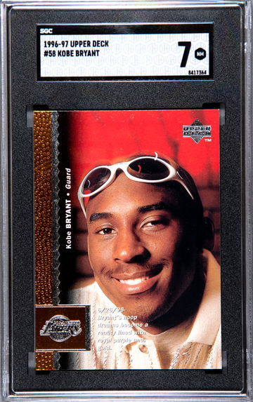 1996-97 KOBE BRYANT UPPER DECK ROOKIE CARD # 58 RC  SGC 7