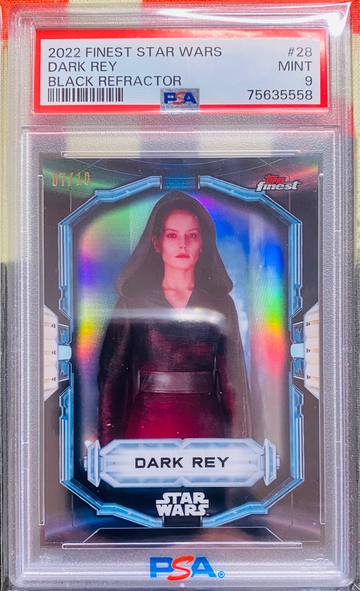 2022 Topps Finest Star Wars Dark Rey Black Refractor /10 PSA 9 