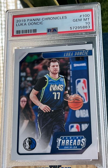 2019 PANINI CHRONICLES THREADS #100 Luka Doncic SECOND YEAR PSA 10 GEM MINT 🔥