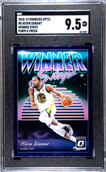 2018-19 Panini Donruss Optic  Winner Stays Puprle Prizm Kevin Durant #5 SGC 9.5 