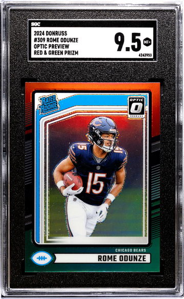 2024 Donruss #309 Rome Odunze Optic Preview Red & Green Prizm SGC 9.5