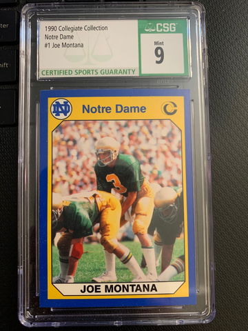1990 Collegiate Collection Notre Dame Joe Montana #1 CSG 9 MINT