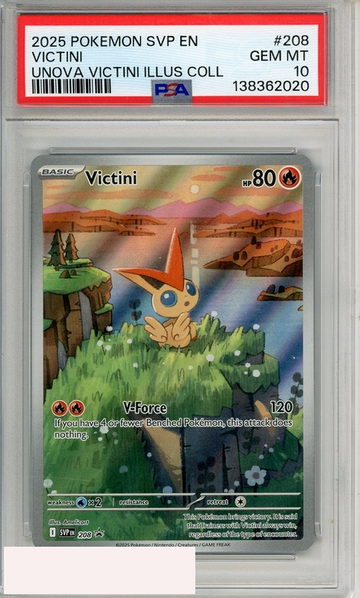 2025 POKEMON SVP EN-SV BSP VICTINI #208 UNOVA VICTINI ILLUS COLL PSA 10 GEM MT