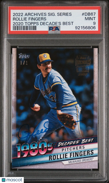 2022 Topps Archives Rollie Fingers #DB-67 Signatures /1 PSA 9 Topps