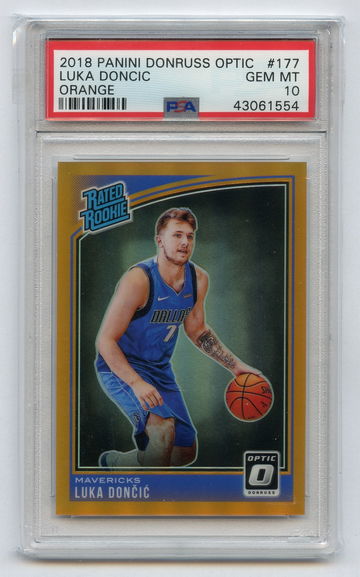 LUKA DONCIC 2018 Donruss Optic Orange Prizm Rookie #177 Refractor /199 PSA 10 