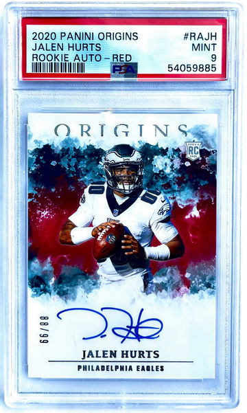 2020 Panini Origins Jalen Hurts Rookie Auto Red 88/99 PSA 9