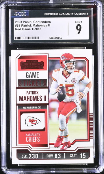 2023 PANINI PATRICK MAHOMES II RED GAME TICKET #51 CGC 9