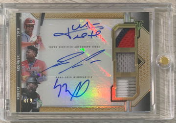 2021 Topps Triple Thread Soto/Acuna/Roberts AUTO Patch 4/9