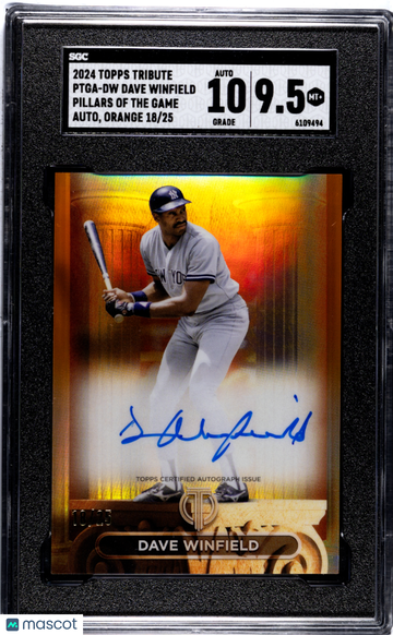 2024 Topps Tribute Dave Winfield #PTGA-DW Pillars Of The Game Autograph Orange SGC 9.5 Auto 10