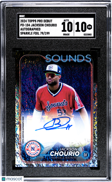 2024 Topps Pro Debut Jackson Chourio #PD-104 Autograph Sparkle Foil SGC 10 Auto 10