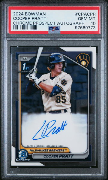 2024 Bowman Chrome Prospect Autograph Cooper Pratt #CPA-CPR Auto PSA 10