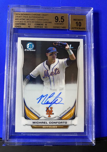 2014 Bowman Chrome Draft Pick Auto Michael Conforto Rookie BGS 9.5/10- 🤩 Sub Grades- Let’s Go Mets!!! 🔥