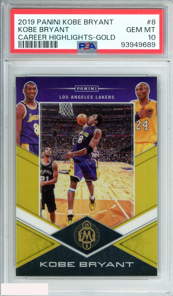 2019 PANINI KOBE BRYANT KOBE BRYANT #8 CAREER HIGHLIGHTS-GOLD 2 OF 8 PSA 10