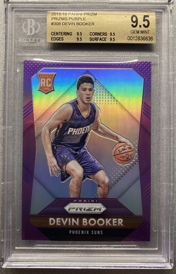 DEVIN BOOKER 2015 PANINI PURPLE PRIZM ROOKIE CARD BGS 9.6 TRUE GEM MINT