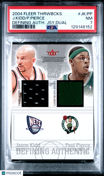 2004 Fleer Throwbacks Defining Authentic Jerseys Dual P. Pierce J. Kidd #JK/PP Auth. Jsy. Dual PSA 7