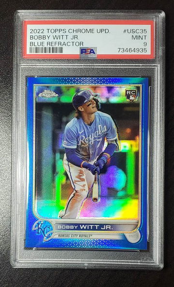 2022 Topps Chrome Update Blue Refractor #/150 Bobby Witt Jr. PSA 9