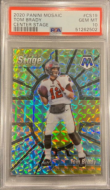 2020 Panini Mosaic CENTER STAGE Tom Brady TB Buccaneers #CS19 PSA 10 GEM MINT GOAT