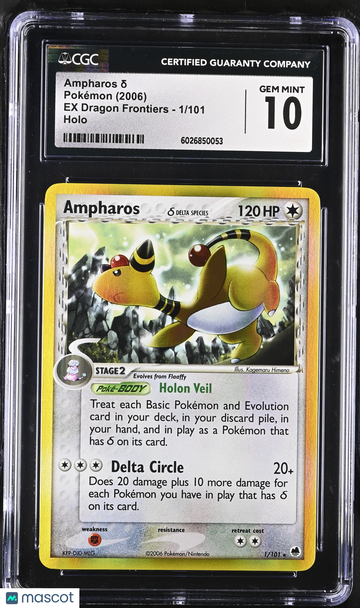 EX Dragon Frontiers Ampharos δ Holo CGC 10 #1/101
