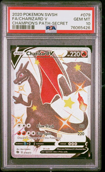 2020 Pokemon Sword and Shield Champion's Path Secret Rare Charizard V #79 PSA 10