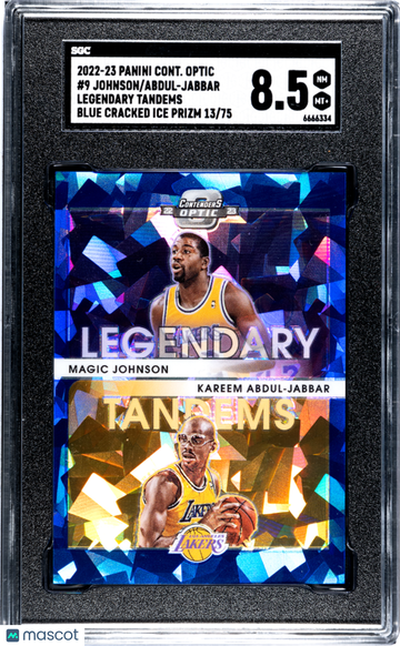 2022 Panini Contenders Optic Abdul-Jabbar Johnson #9 Legendary Tandems Blue Cracked Ice Prizm SGC 8.5