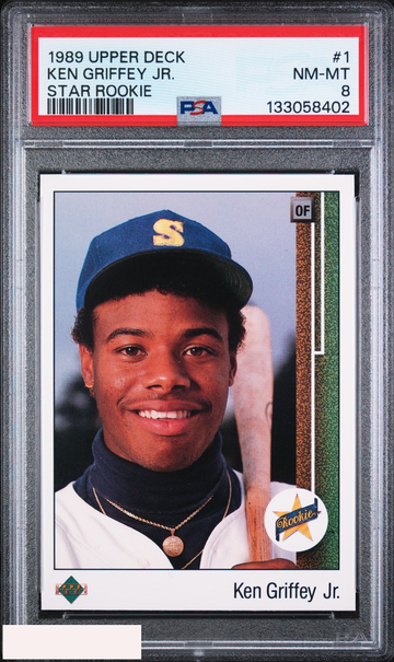 1989 UPPER DECK KEN GRIFFEY JR #1 STAR ROOKIE RC MARINERS HOF PSA 8 NM-MT