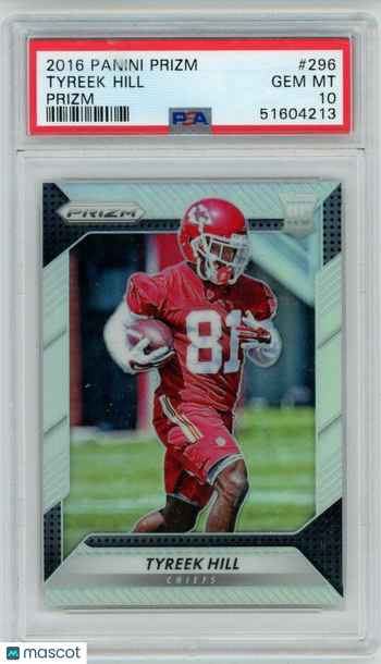 TYREEK HILL 2016 Panini Prizm Silver Rookie Card RC PSA 10 Gem Mint #296