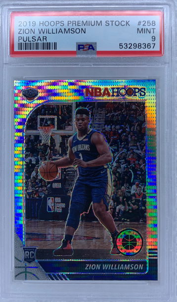 ZION WILLIAMSON 2019/20 HOOPS PREMIUM STOCK PULSAR Rookie RC #258 Rookie PSA 9