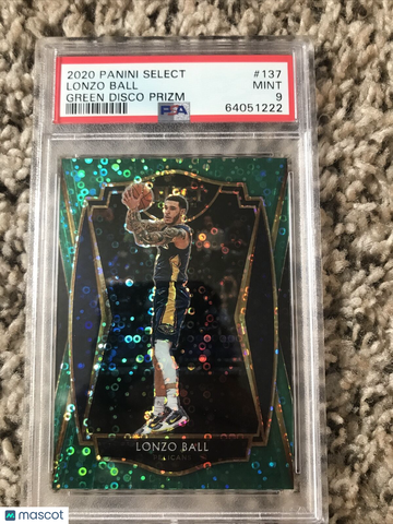 Lonzo Ball 2020 Panini Select Green Disco Prizm 3/5 PSA 9