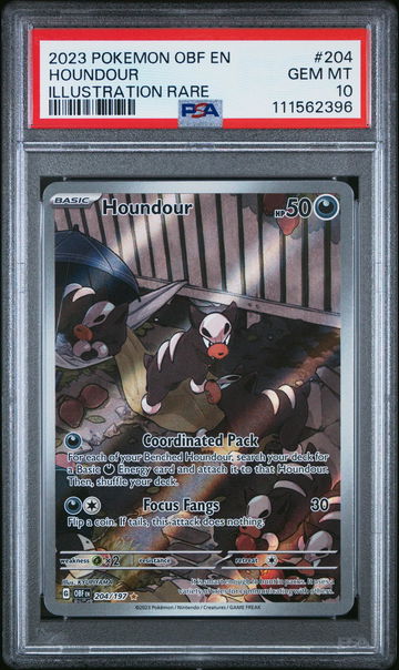 2023 Pokemon Scarlet and Violet Obsidian Flames Illustration Rare Houndour #204 /197 PSA 10