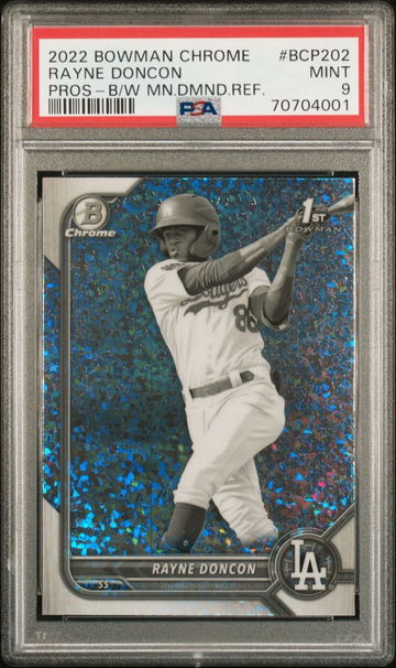 2022 Bowman Chrome 1st Black & White Mini Diamond Rayne Doncon Dodgers PSA 9 Highest POP