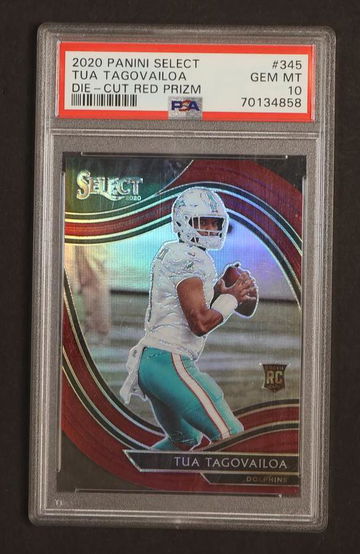 2020 Panini Select Prizm Red Die Cut Tua Tagovailoa #345 PSA 10
