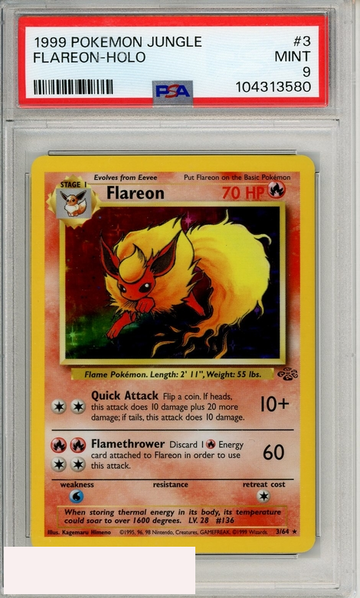 1999 POKEMON JUNGLE FLAREON-HOLO #3 PSA 9 MINT