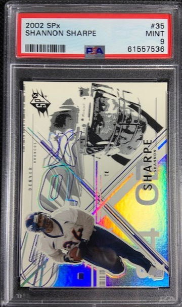 2002 Upper Deck SPx Shannon Sharpe #35 Denver Broncos HOF PSA 9 MINT