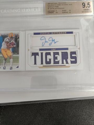 2020 National Treasures Jumbo Rookie Patch Auto BGS 9.5 /10  5/25 Justin Jefferson RC
