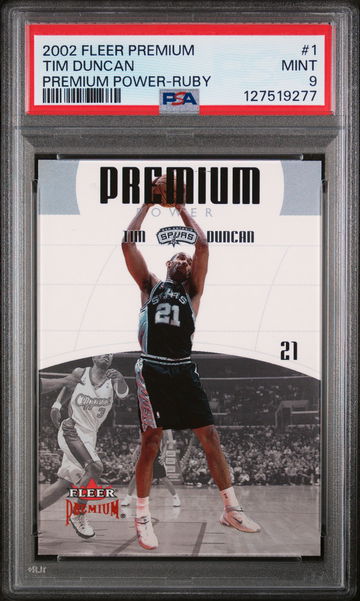2002 Fleer Premium Premium Power Ruby Tim Duncan #1 /100 PSA 9
