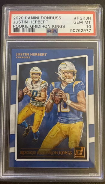 2020 Donruss Gridiron Kings Justin Herbert ROOKIE RC #RGKJH PSA 10 POP 13