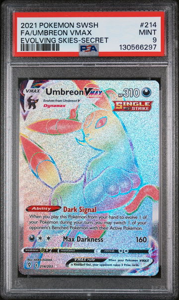 2021 Pokemon Sword and Shield Evolving Skies Rainbow Rare Umbreon Vmax #214 PSA 9