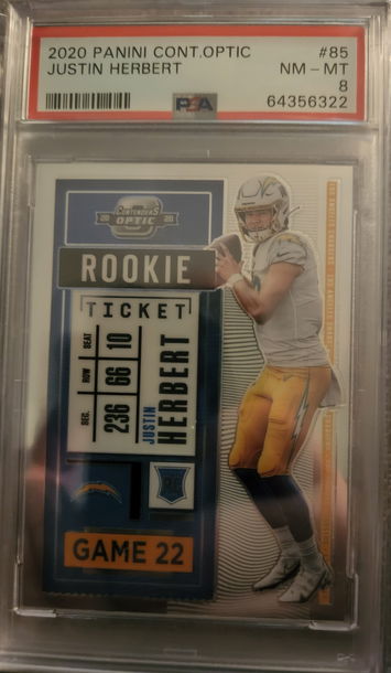 2020 Panini Contenders Optic Justin Herbert PSA 8 