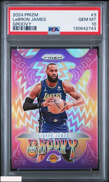 2024 PANINI PRIZM GROOVY LEBRON JAMES #3 LAKERS PSA 10 GEM MT