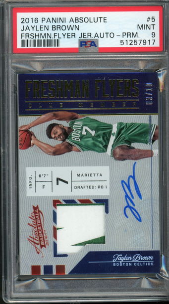 2016 Absolute Freshman Flyer Jersey Auto Prime /10 Jaylen Brown PSA 9 