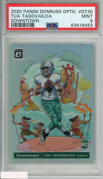 2020 PANINI DONRUSS OPTIC DOWNTOWN TUA TAGOVAILOA #DT30 ROOKIE RC PSA 9 MINT