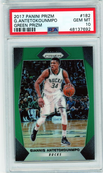 2017 Prizm GIANNIS ANTETOKOUNMPO Green Prizm PSA 10