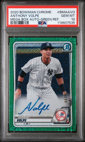 2020 Bowman Chrome Mega Box Green Ref. Anthony Volpe #BMA-AVO Auto /99 PSA 10