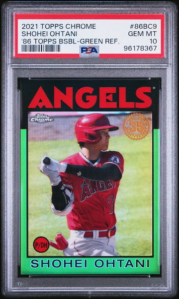 2021 Topps Chrome 86BC9 Shohei Ohtani 1986 Topps Baseball Green Refractor  79/99