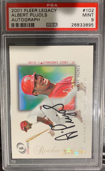 2001 Fleer Legacy Albert Pujols Rookie auto psa 9 Cardinals /799