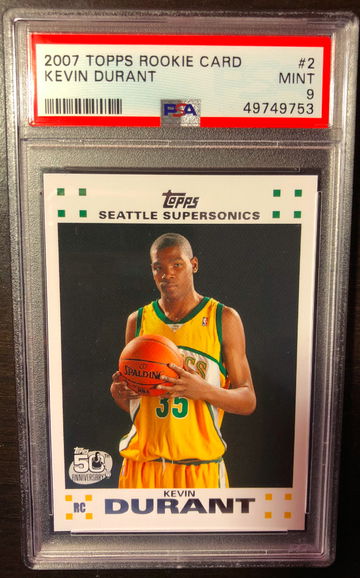 2007 Topps #2 Rookie RC Kevin Durant PSA 9 GEM MINT SUPERSONICS